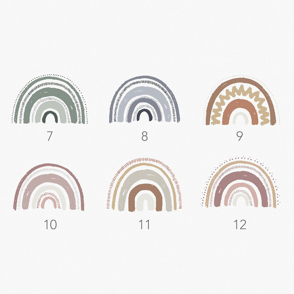 Boho Large Rainbow, Wall Decals Colourways.