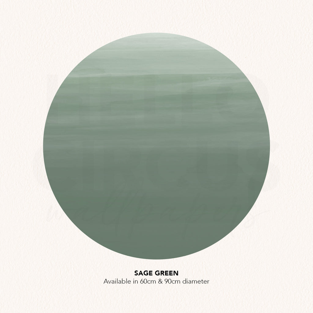 Circle Ombre Gradient, Wall Decals in Sage Green Close Up
