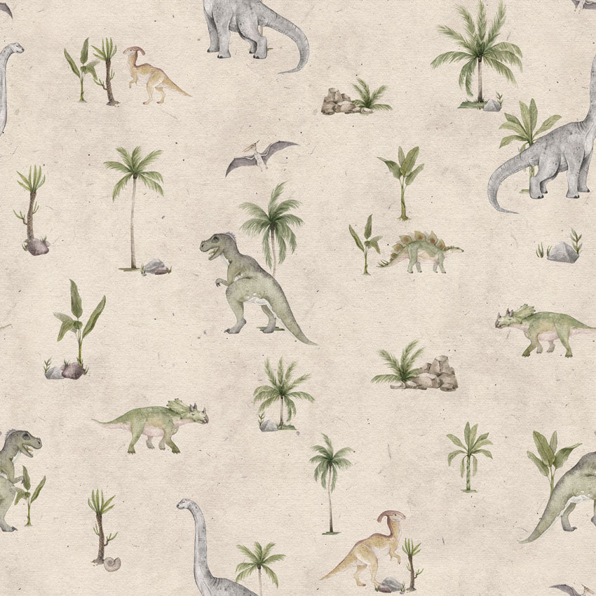 Dashing Dino, Pattern Wallpaper in Sand closeup