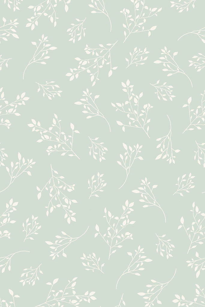 Delicate Foliages, Pattern Wallpaper in Blue close up