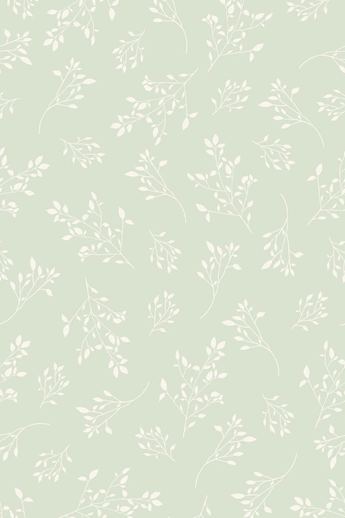 Delicate Foliages, Pattern Wallpaper in Green close up