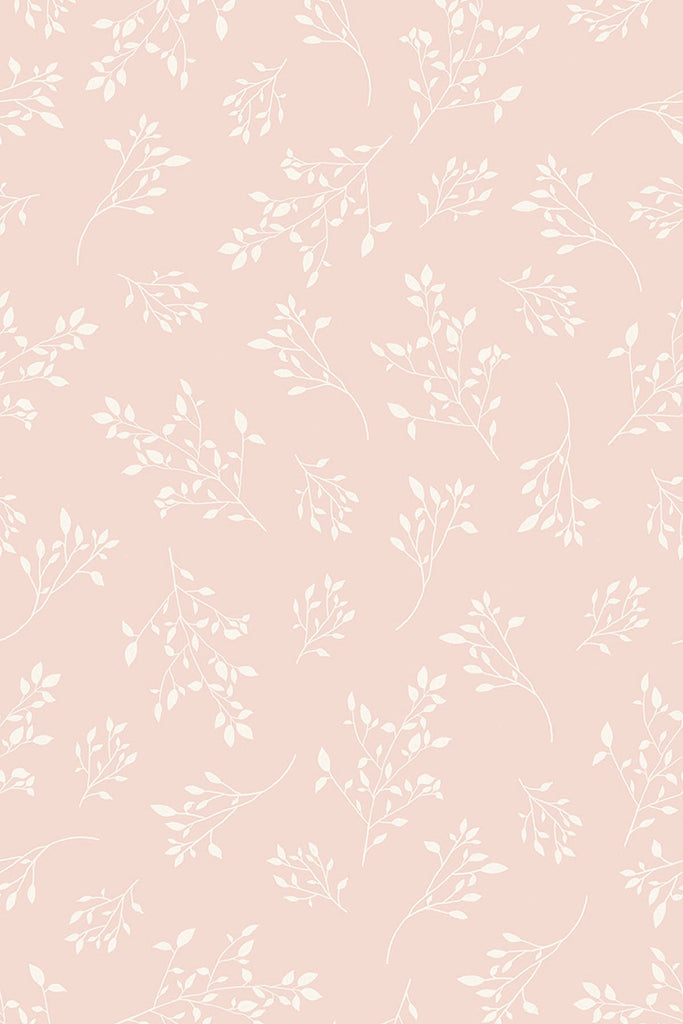 Delicate Foliages, Pattern Wallpaper in Pink close up