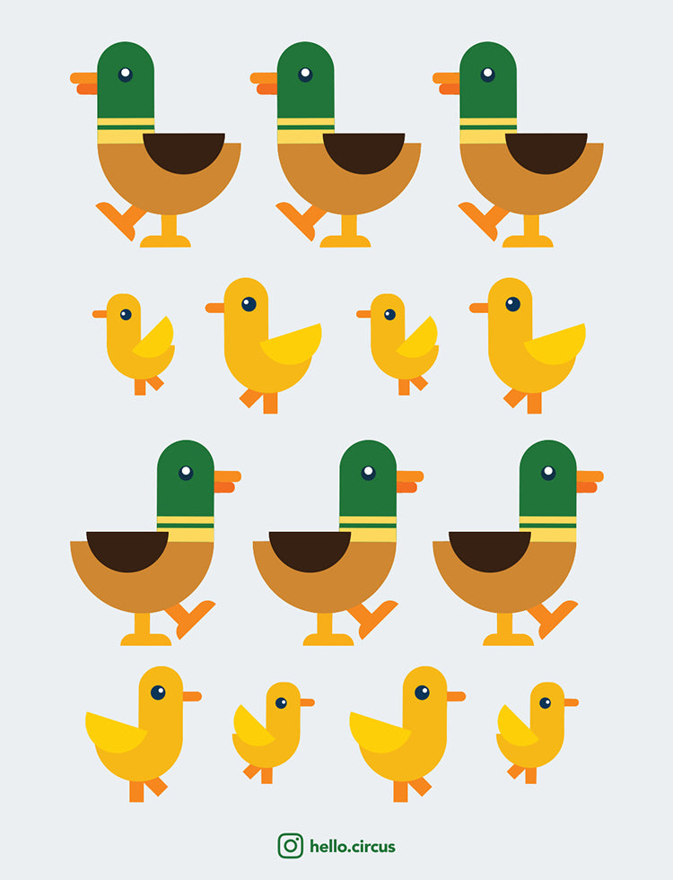 Duck and Ducklings, Wall Decals closeup.