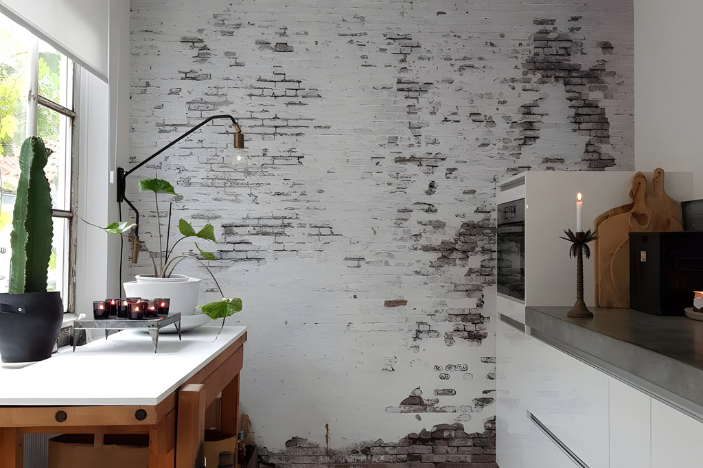 Industrial Ivory Wallpaper in dry kitchen