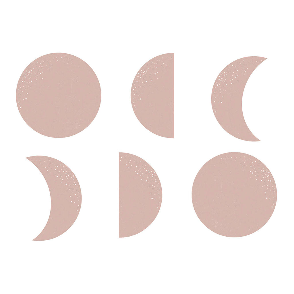Moon Phases, Wall Decals in Pink close up