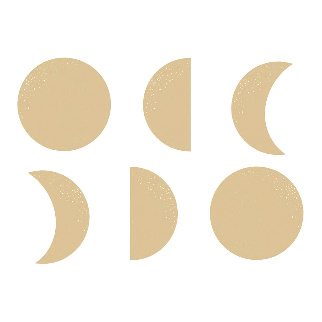 Moon Phases, Wall Decals in Yellow close up