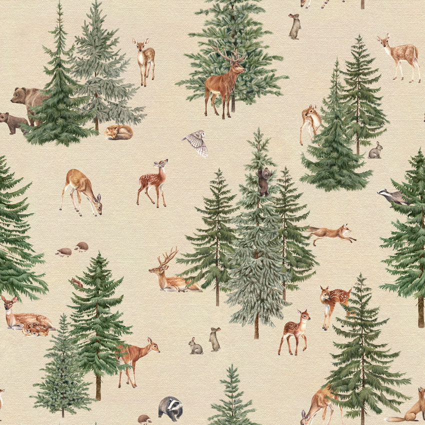 Pine forest, Pattern Wallpaper in Sand close up