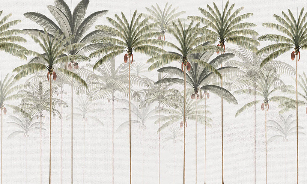 Rainforest Vintage, Mural Wallpaper in White close up