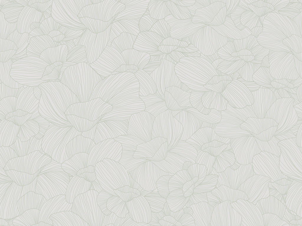 Saltwater Blooms, Pattern Wallpaper in Sage close up