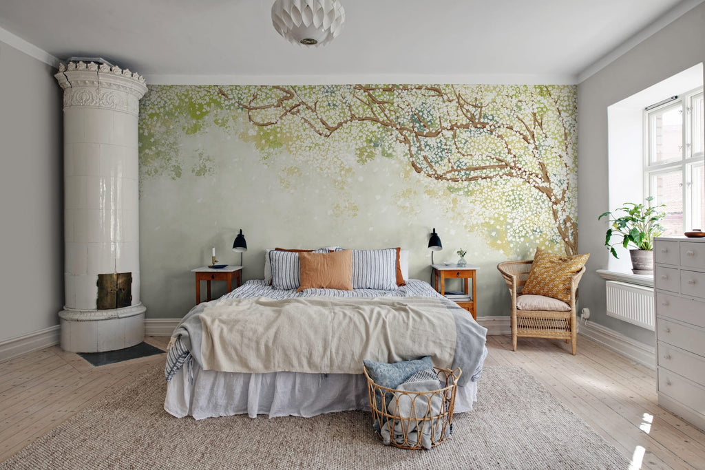 Spring Tree, Mural Wallpaper in a bedroom