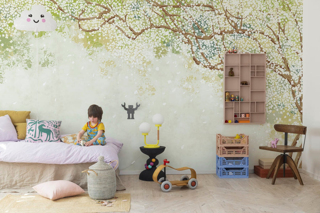 Spring Tree, Mural Wallpaper featured in a kids play room