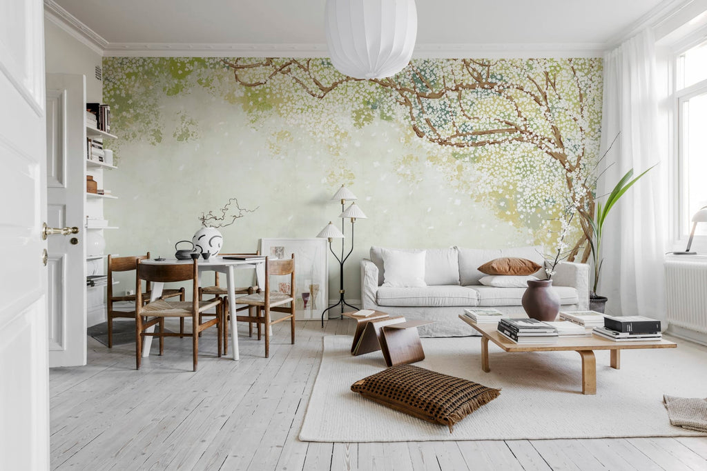 Spring Tree, Mural Wallpaper featured in living area