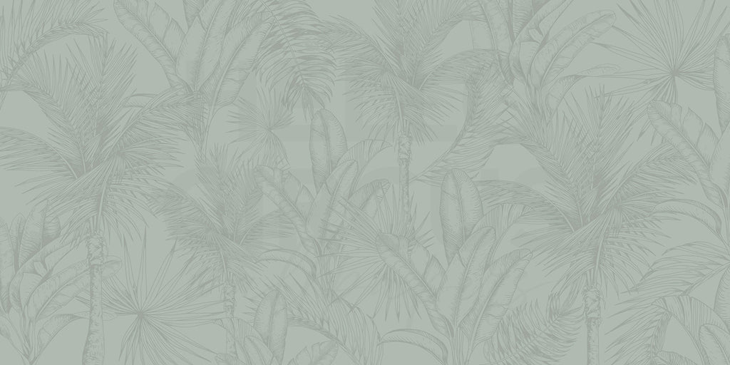 Tropics Botanical, Mural Wallpaper in Green close up