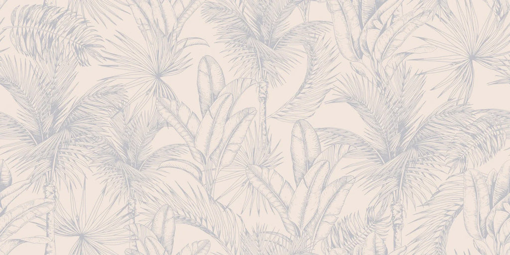 Tropics Botanical, Mural Wallpaper in Nude close up