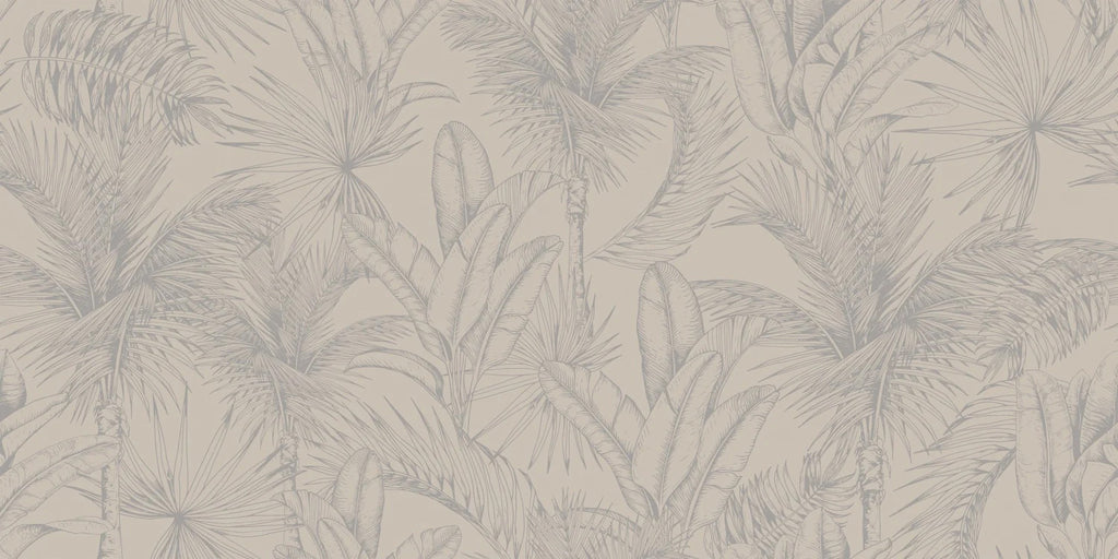 Tropics Botanical, Mural Wallpaper in Sand close up