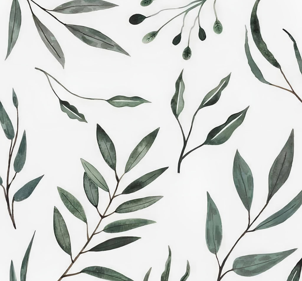 Watercolour Foliage by Megan, Pattern Wallpaper close up