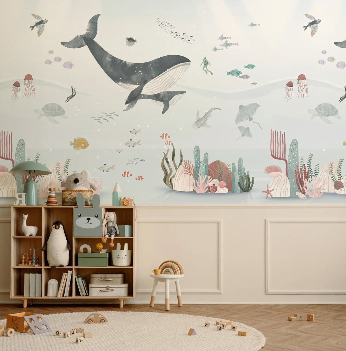 HC-Whale_and_Ocean_Friends_Mural_Wallpaper-Interior2.jpg Whale and Ocean Friends, Mural Wallpaper