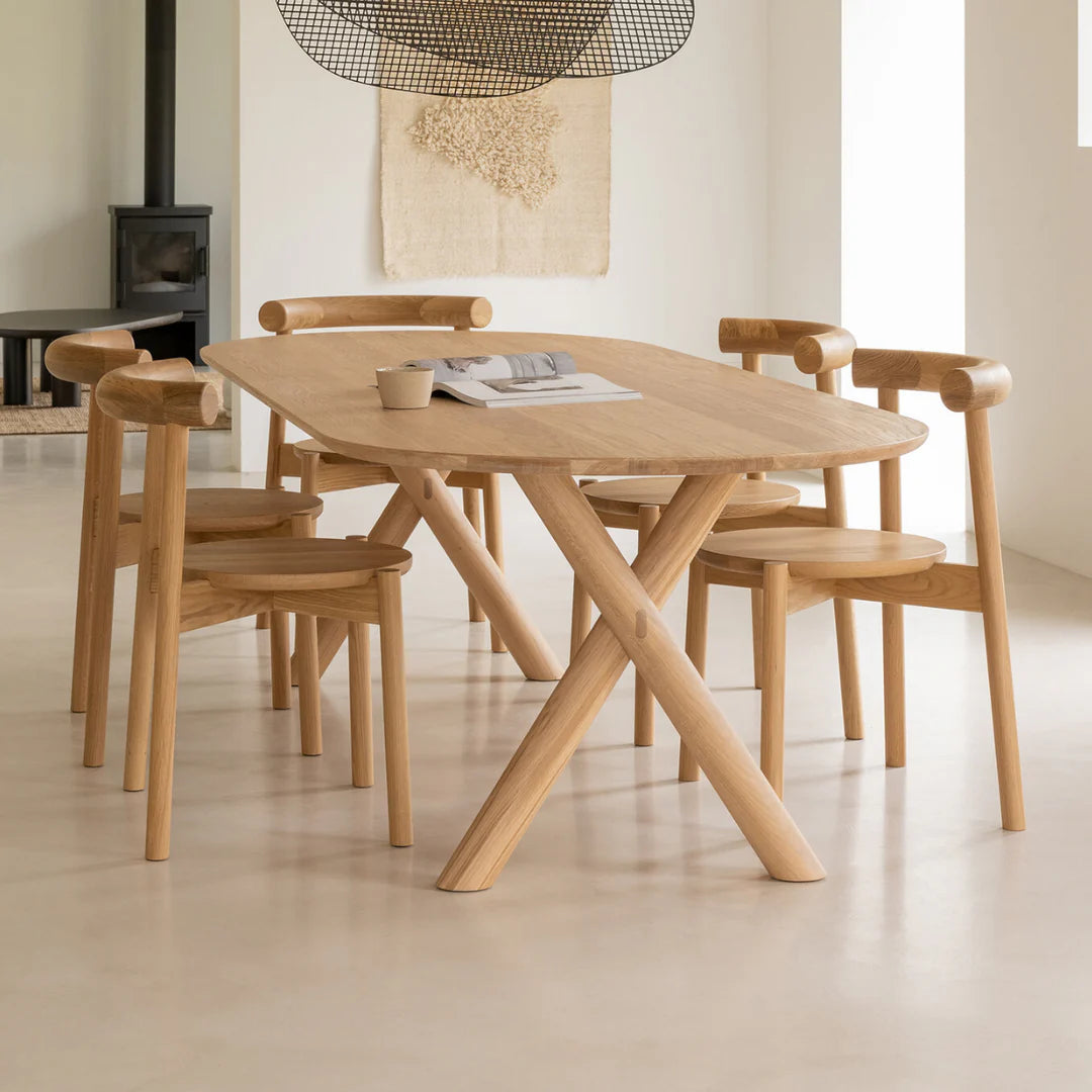 Light wooden dining table for mediterranean style home