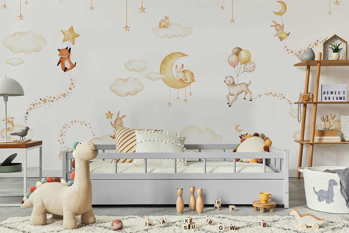 Twilight Safari, Animal Mural Wallpaper in a kid's bedroom