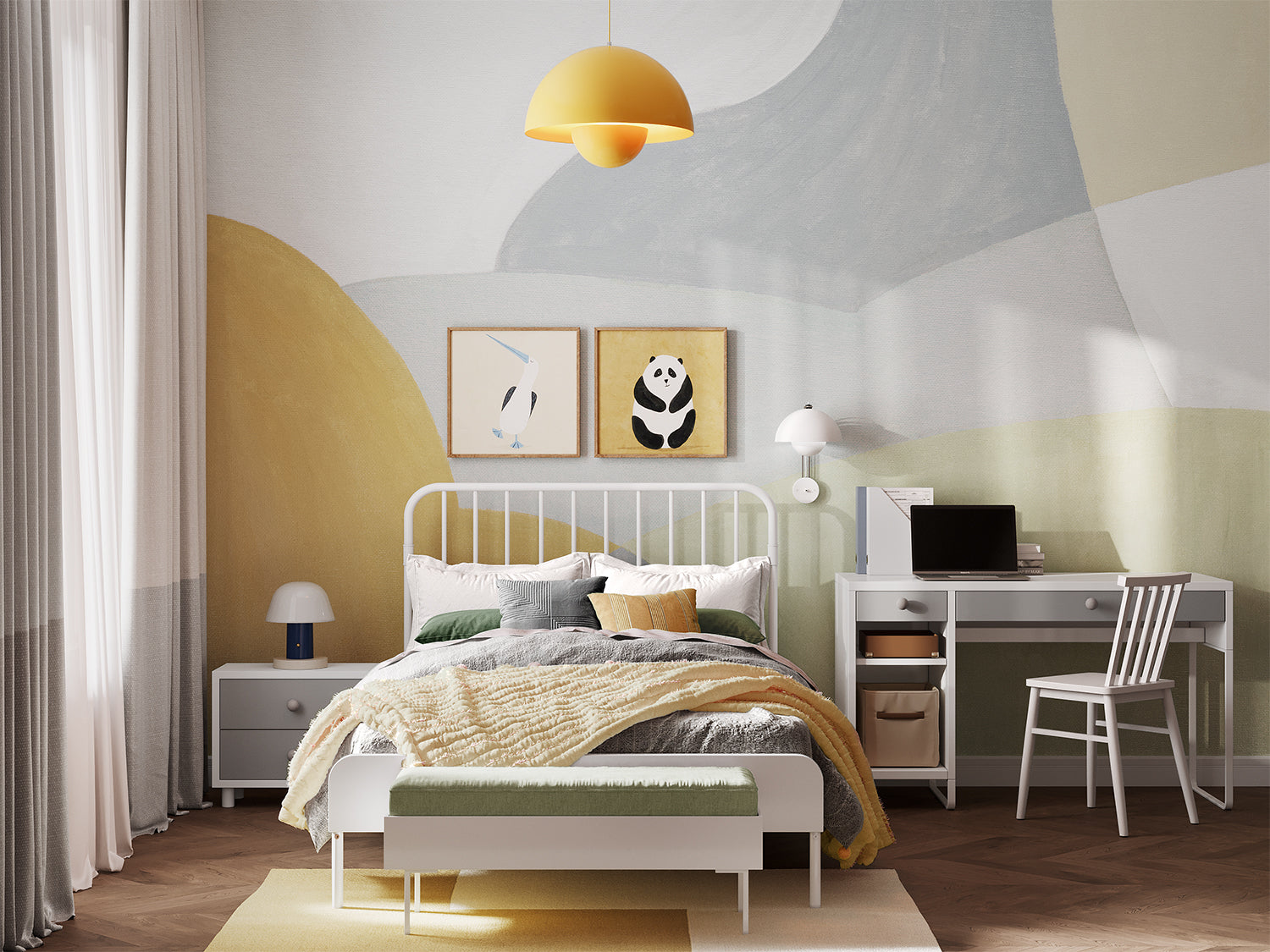 Artist Palette, Pattern Mural Wallpaper in bedroom