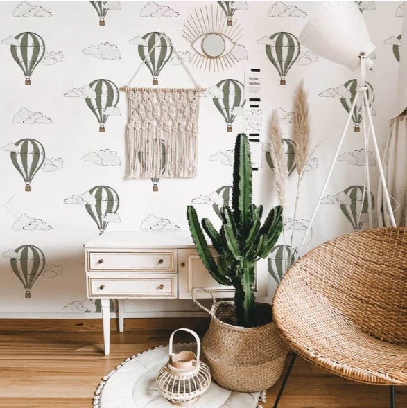 Hot Air Balloon, Wallpaper in kids bedroom