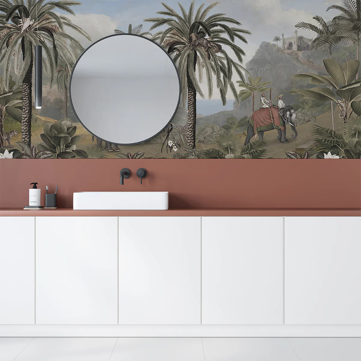 HC-Majestic_Elephant_Animal_Mural_Wallpaper-Interior1.jpg Majestic Elephant, Animal Mural Wallpaper in Powder Room or Bathroom