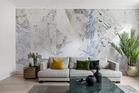 Multiple marbled wallpaper for living room