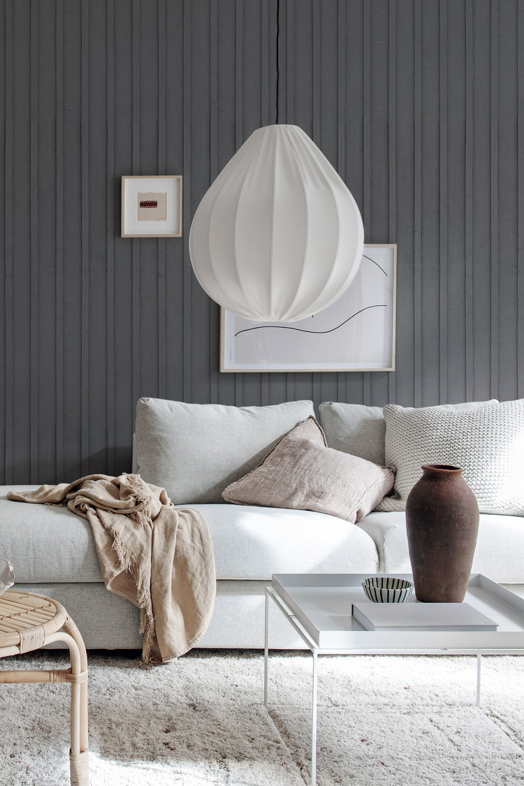 Swiss Cottage, Striped Wallpaper in living room