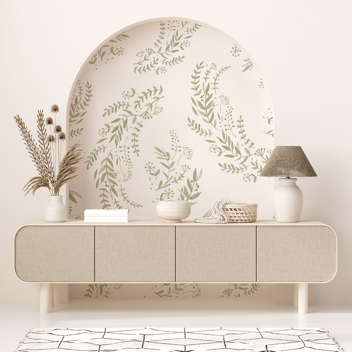 Flower Fields, Floral Large Pattern Wallpaper in Living Room