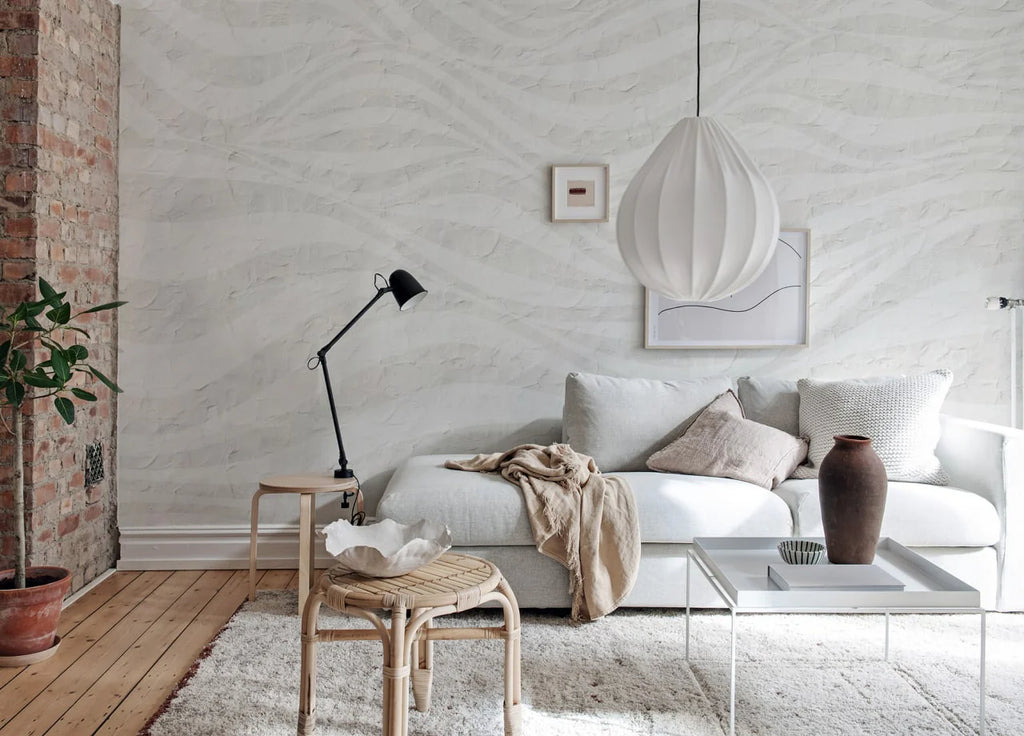 Graphic Hills Wallpaper in White