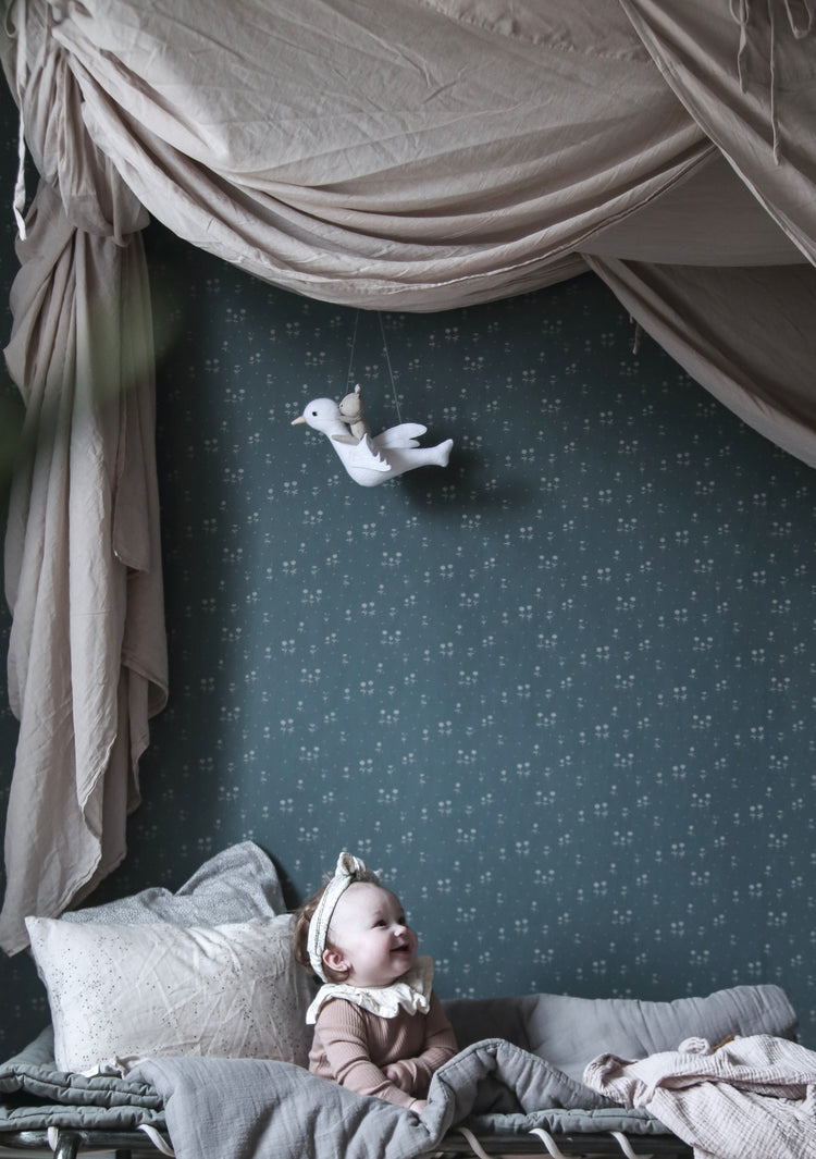 Bianca, Floral Pattern Wallpaper in baby room