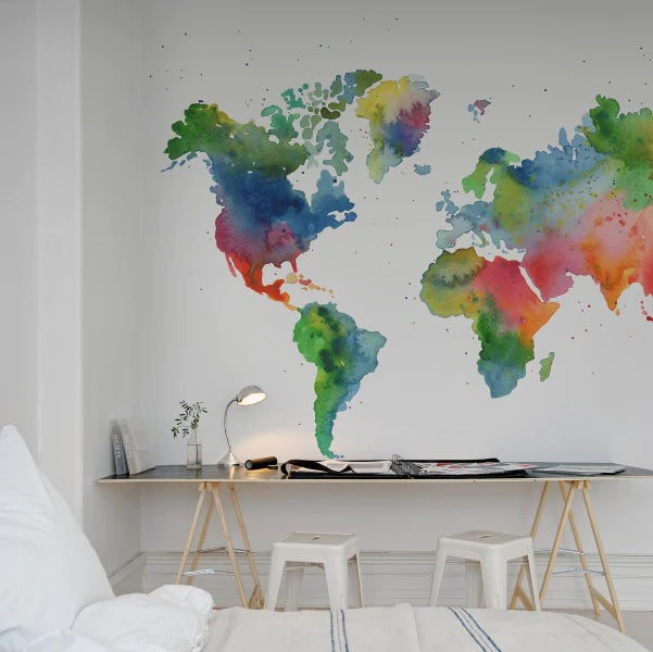 Rainbow World Map Wallpaper