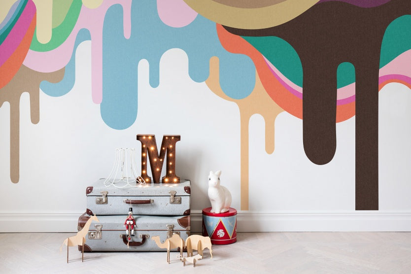 Dripping Ice Cream, Wallpaper in kids playroom