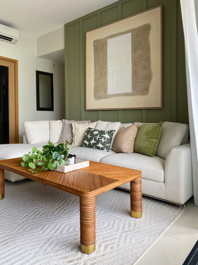 Living room with texture and colour contrast