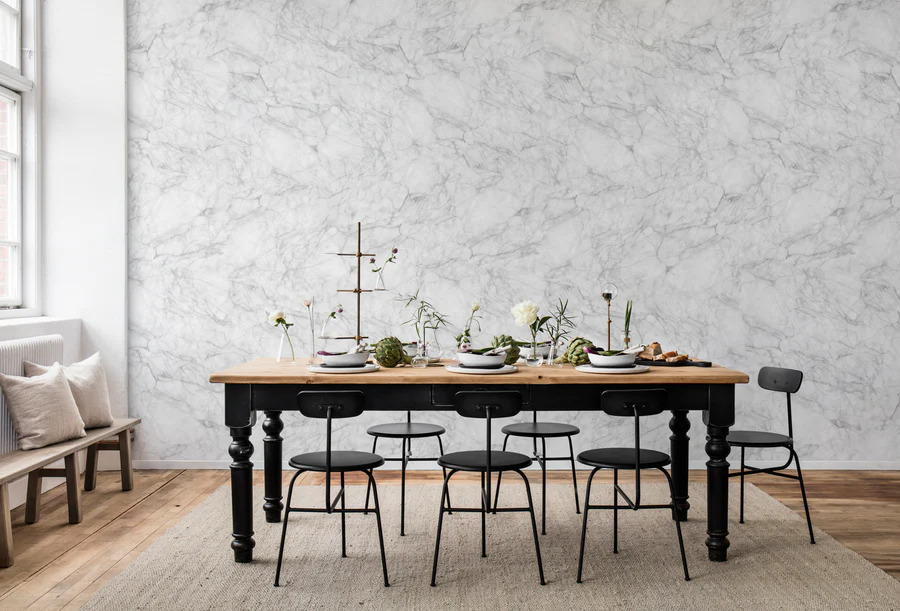 Noble Marble Wallpaper Singapore in a dining room