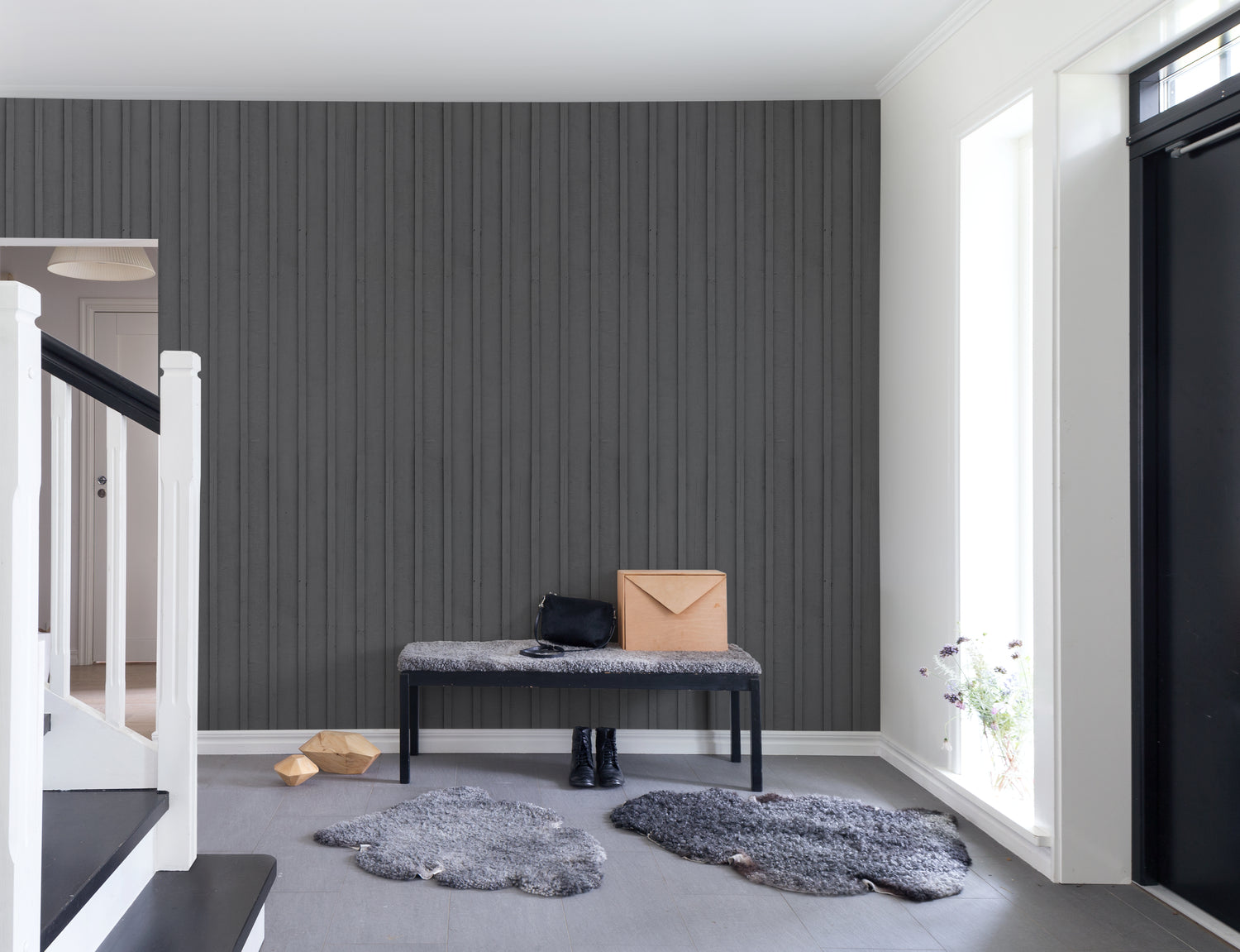 Swiss Cottage, Striped Wallpaper in dining room