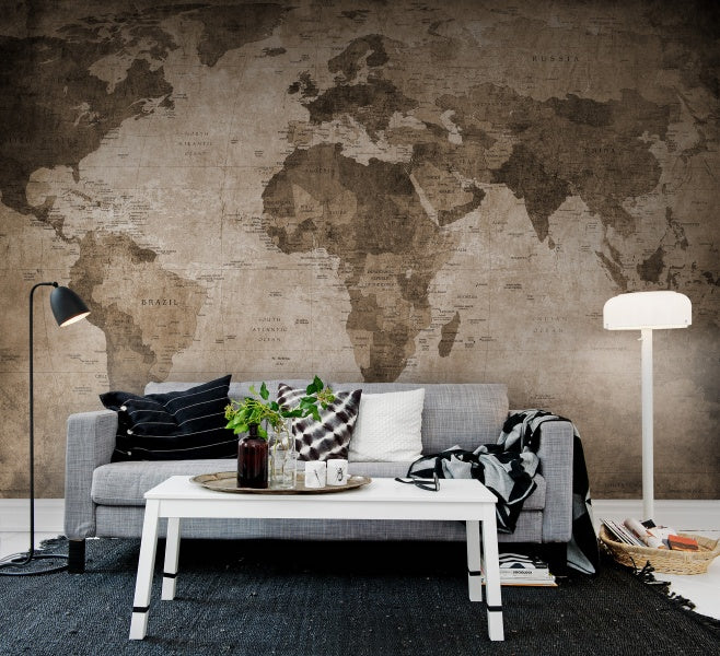 World Map Brown Wallpaper