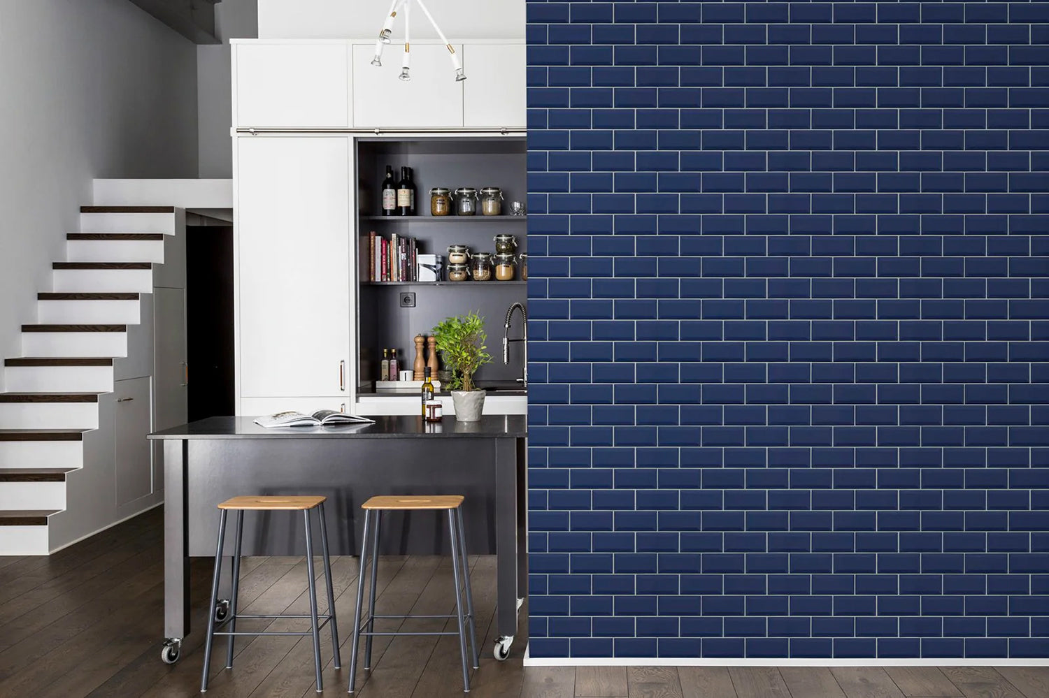 Subway Tiles, Pattern Wallpaper in dining room