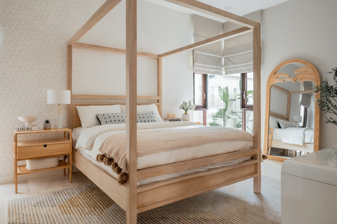 Geometric Hex Wallpaper in Bedroom