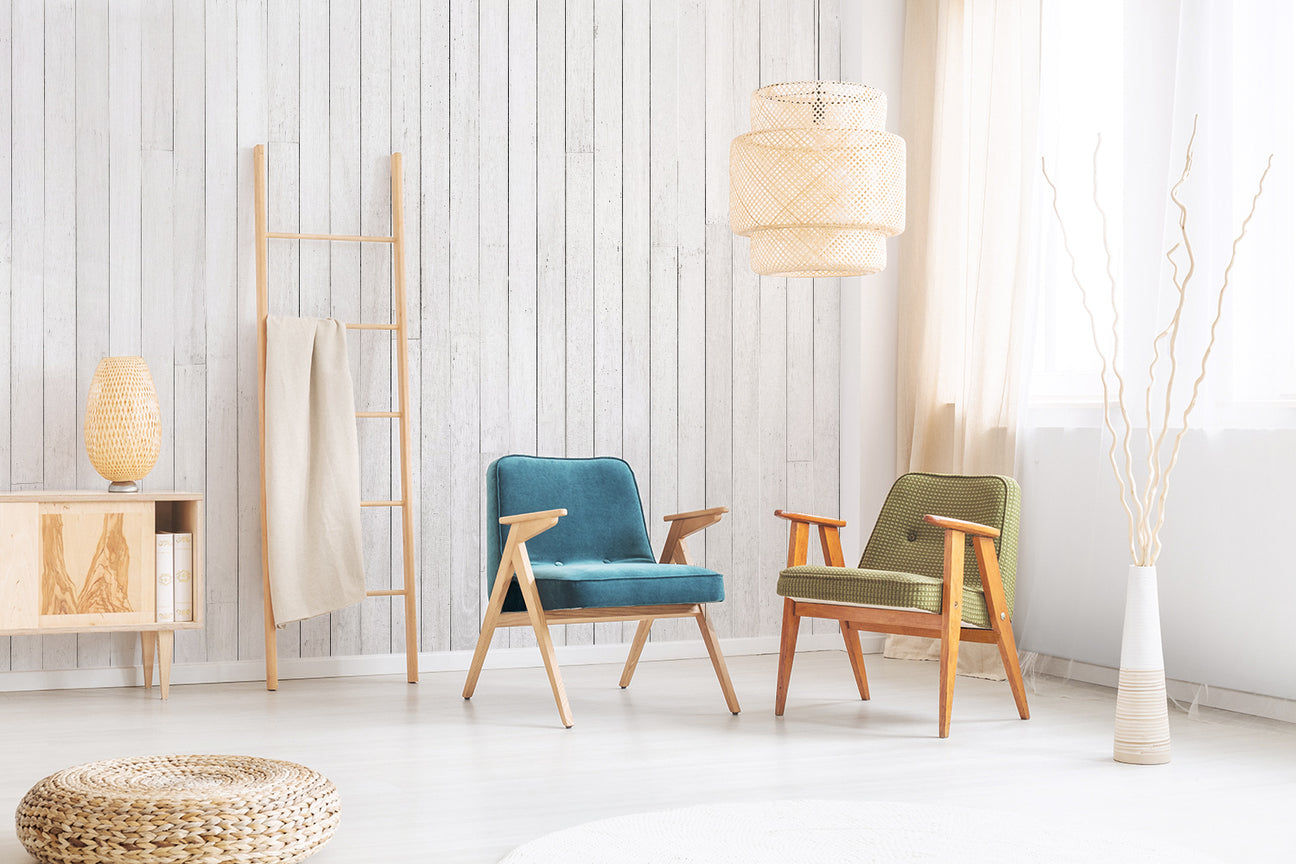 Rustic White Panels, Wallpaper in living room