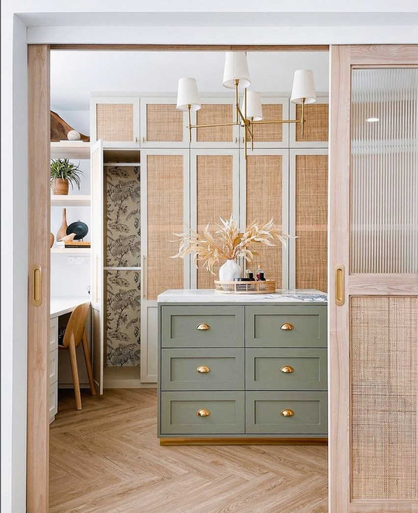 Wallpaper in wardrobe in HDB BTO Living room singapore