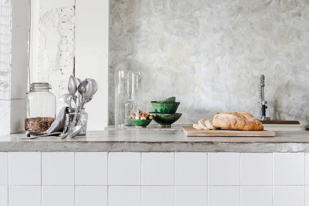 Concrete plaster kitchen wallpaper