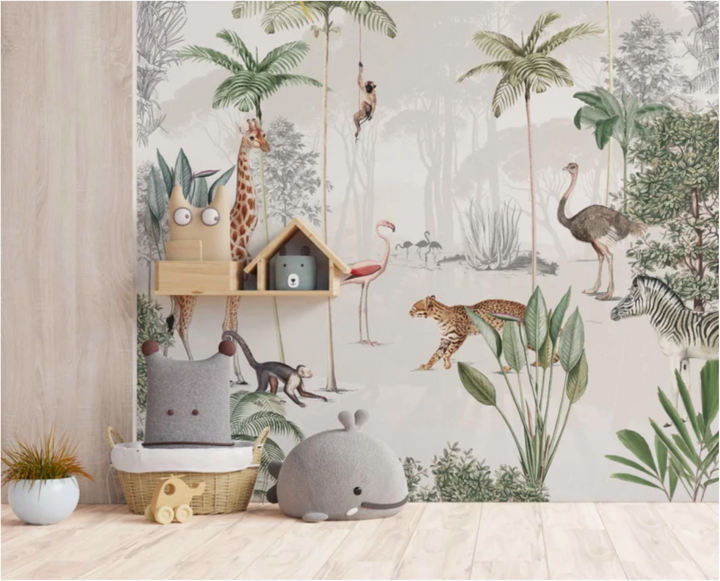 Jungle Playground Wallpaper in Kid's Bedroom