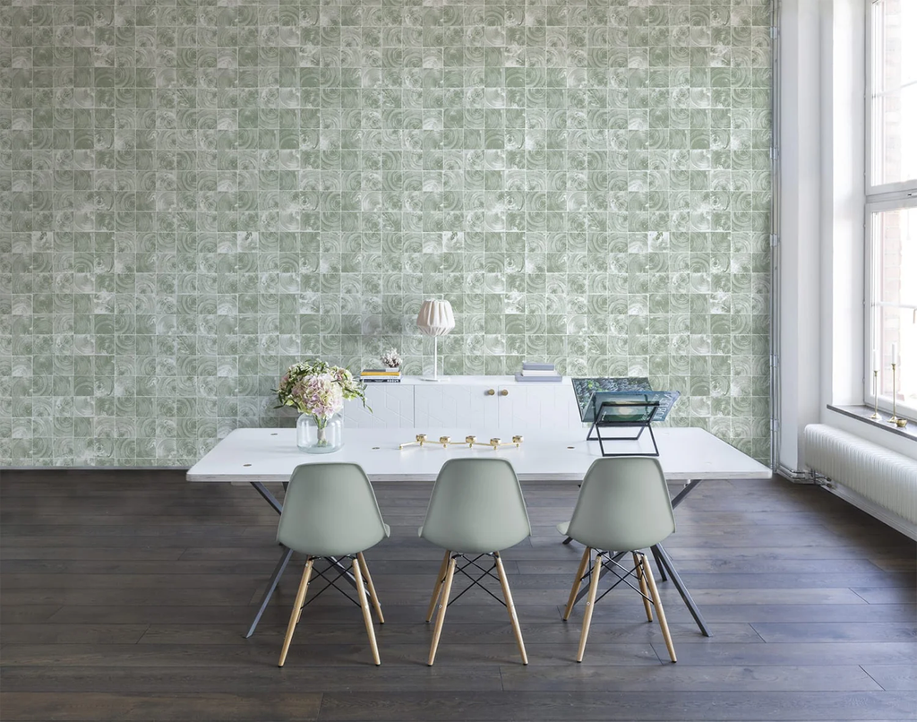 Green Reflection, Pattern Wallpaper in Workspace