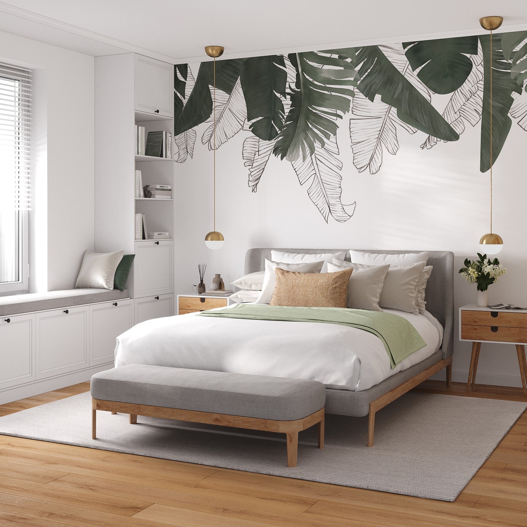image_b7a309da-ccc8-4b8a-a3bc-8e1f0798210b.jpg Summer Banana Garden, Wallpaper in a white and grey room