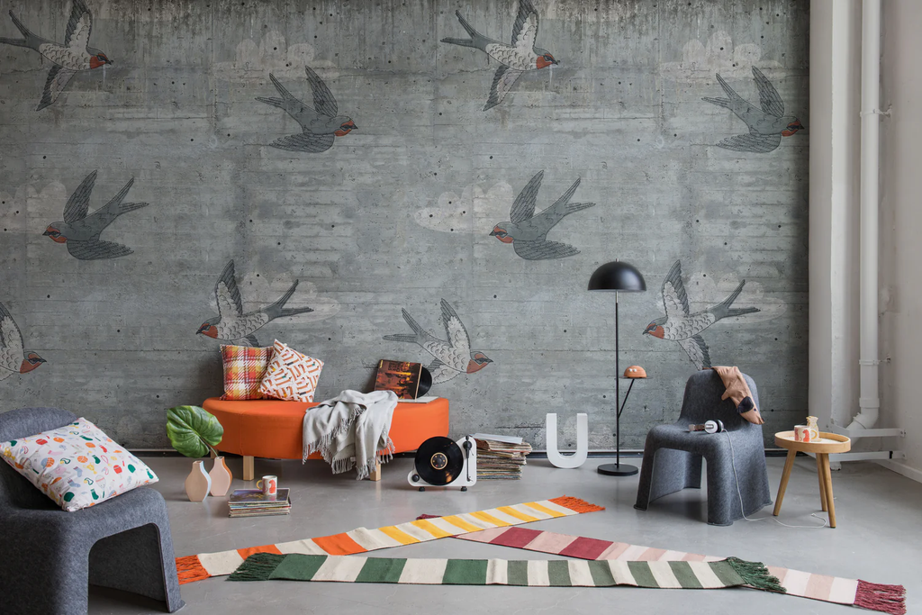 Swallow Flight, Accent Wallpaper in kid's room