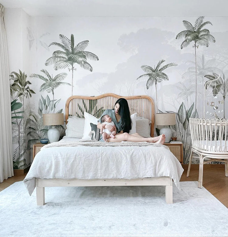 HC-Elegant_Rainforest_Tropical_Mural_Wallpaper-White-Interior1.jpg Wallpaper accent wall in HDB BTO bed room singapore