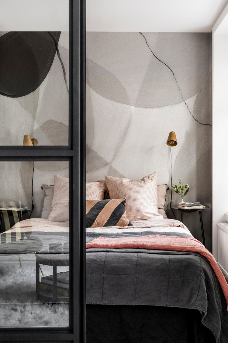 Asana, Abstract Mural Wallpaper in bedroom