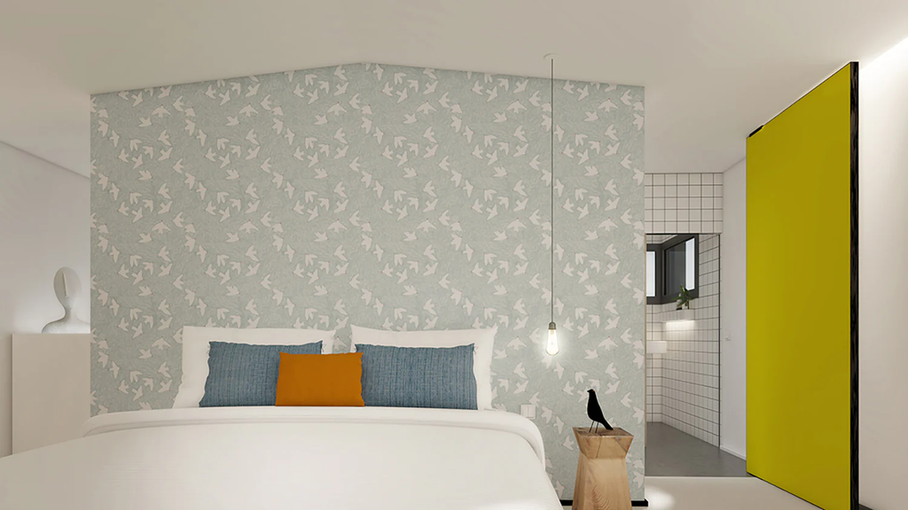 Flight Swallow, Pattern Wallpaper in Bedroom