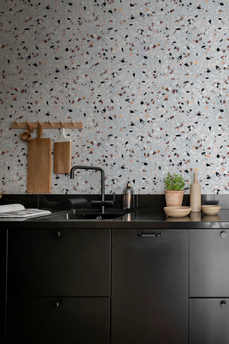 Terrazzo Kern, Faux Texture Wallpaper in dry kitchen